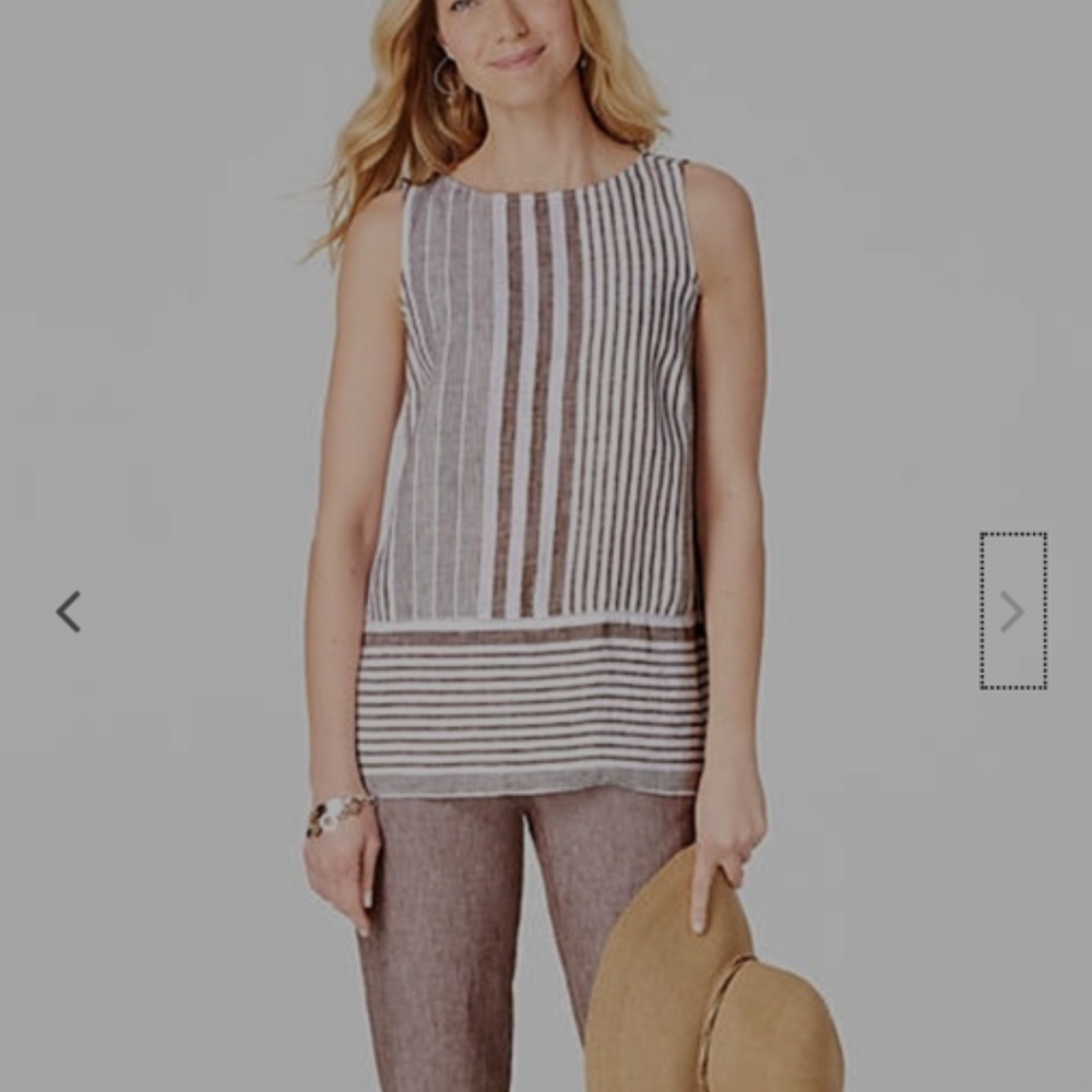 J. Jill White and Brown Boxy Tank Top